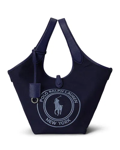 Polo Ralph Lauren Polo Play Logo Canvas Tote In Blue
