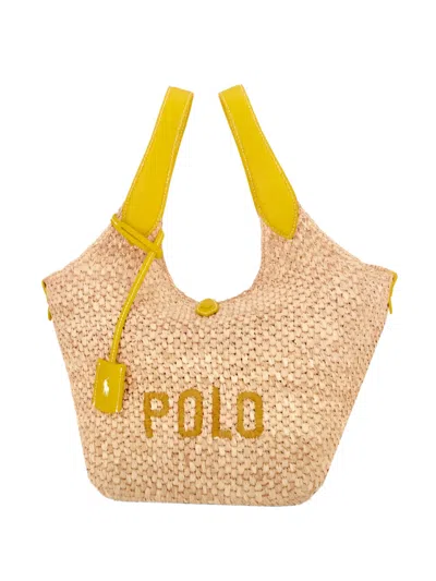 Polo Ralph Lauren Polo Play Logo-embroidered Woven Tote Bag In Neutral