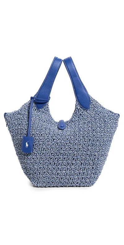 Polo Ralph Lauren Polo Play Textural Tote Bag In Bright Blue Optic White