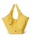 Polo Ralph Lauren Polo Play Medium Leather Shoulder Bag In Yellow