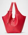 Polo Ralph Lauren Polo Play Medium Leather Tote Bag In Cherry