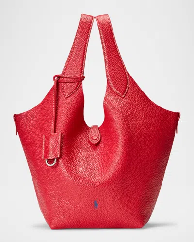 Polo Ralph Lauren Polo Play Medium Leather Tote Bag In Cherry