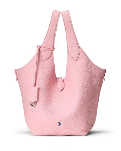 Polo Ralph Lauren Polo Play Medium Leather Tote In Medium Pink