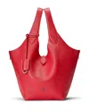 Polo Ralph Lauren Polo Play Medium Leather Tote In Medium Red