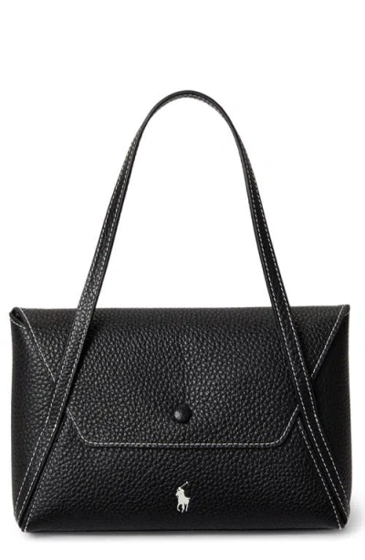 Polo Ralph Lauren Polo Play Pebble Leather Envelope Shoulder Bag In Black