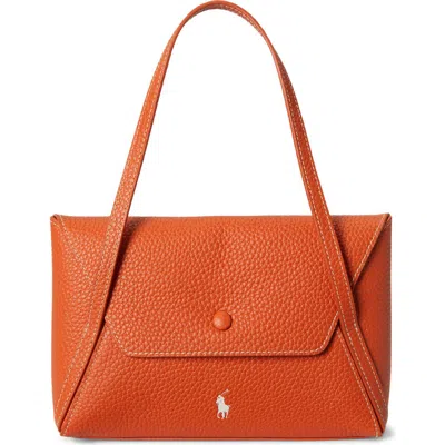 Polo Ralph Lauren Polo Play Pebble Leather Envelope Shoulder Bag In Orange