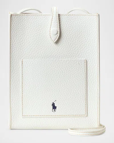 Polo Ralph Lauren Polo Play Pebbled Leather Crossbody Bag In Paper