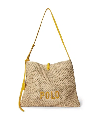 Polo Ralph Lauren Polo Play Raffia Messenger Bag In Pink