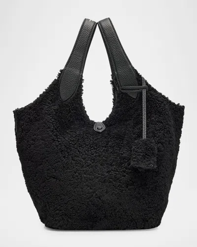 Polo Ralph Lauren Polo Play Shearling Tote Bag In Black