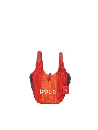 Polo Ralph Lauren Polo Play Small Crochet Tote Bag In Red