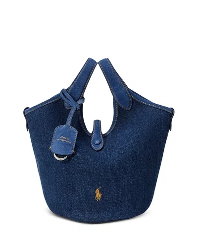Polo Ralph Lauren Polo Play Small Denim Tote Bag In Orange