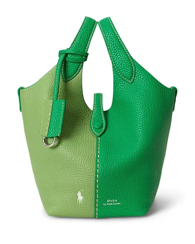Polo Ralph Lauren Polo Play Small Leather Crossbody Tote In Green