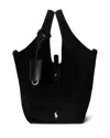 Polo Ralph Lauren Polo Play Small Suede Crossbody Tote In Black