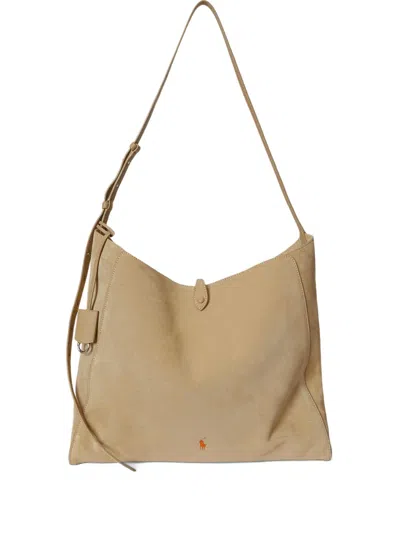 Polo Ralph Lauren Polo Play Suede Cross Body Bag In Neutral