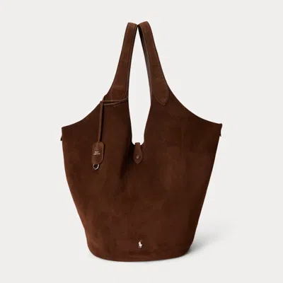Polo Ralph Lauren Polo Play Suede Large Tote In Cafe