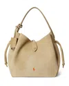 Polo Ralph Lauren Polo Play Suede Shoulder Bag In Brown