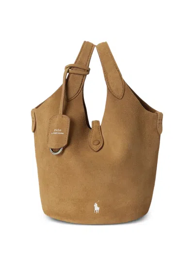 Polo Ralph Lauren Polo Play Small Suede Tote Bag In Blue
