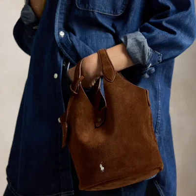 Polo Ralph Lauren Polo Play Suede Small Tote & Crossbody In Cafe
