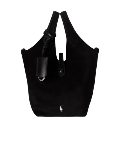 Polo Ralph Lauren Polo Play Suede Tote Bag In Black