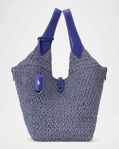 Polo Ralph Lauren Polo Play Textural Tote Bag In Bright Blue Optic White