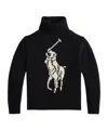 Polo Ralph Lauren Polo-player Intarsia Wool Sweater In Black