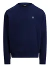 Polo Ralph Lauren Navy Blue Loopback Cotton Crewneck Sweatshirt In Blue