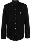 Polo Ralph Lauren Black Shirt With Button-down Collar And Pony Embroidery On The Front In Black