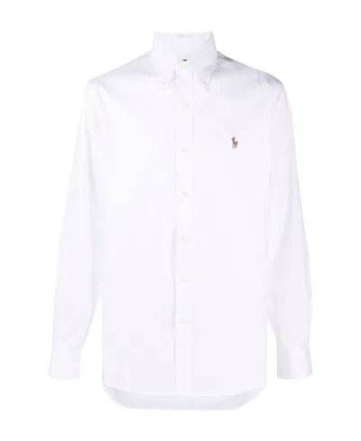 Polo Ralph Lauren Slim-fit Button-down Collar Logo-embroidered Cotton Oxford Shirt In White