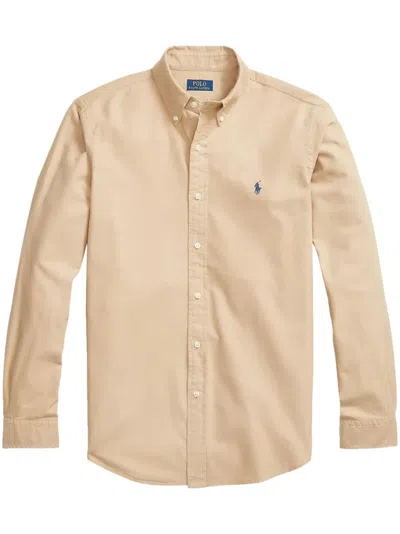 Polo Ralph Lauren Polo Pony Button-up Cotton Shirt In Neutral