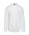 Polo Ralph Lauren Long-sleeve Button-up Shirt With Pointed Collar And Embroidered Logo In White
