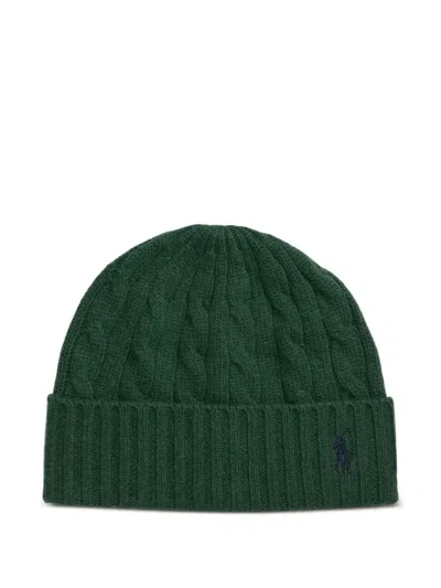 Polo Ralph Lauren Polo Pony Cable-knit Beanie In Green