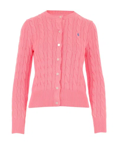Polo Ralph Lauren Polo Pony Cable-knit Cardigan In Pink