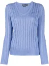 Polo Ralph Lauren Cable-knit Wool-cashmere V-neck Sweater In Green
