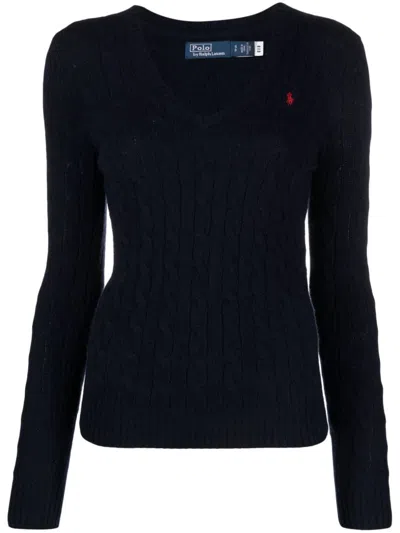 Polo Ralph Lauren Polo Pony Cable Knit Jumper In Black