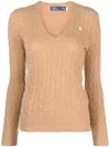 Polo Ralph Lauren Polo Pony Cable-knit Jumper In Brown