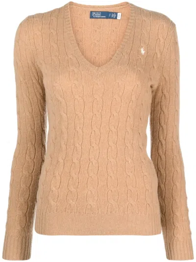 Polo Ralph Lauren Polo Pony Cable-knit Jumper In Brown