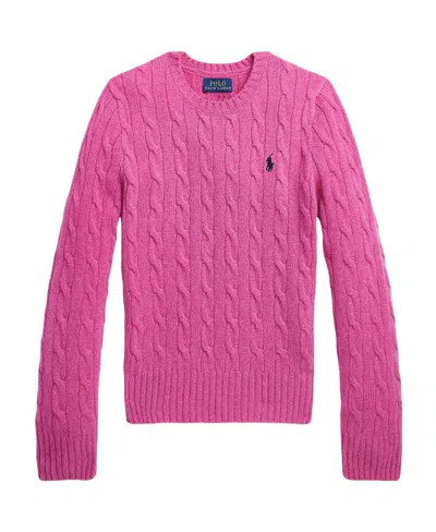 Polo Ralph Lauren Kids' Polo Pony Cable-knit Jumper In Pink