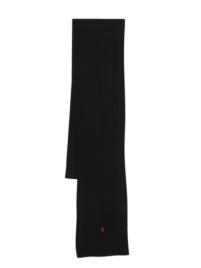 Polo Ralph Lauren Polo Pony Cable-knit Scarf In Black