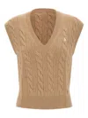 Polo Ralph Lauren Polo Pony Cable-knit Vest In Brown