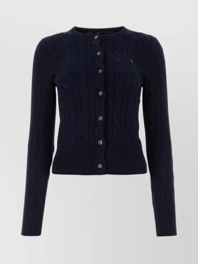 POLO RALPH LAUREN POLO PONY CABLE PATTERN KNIT CREW CARDIGAN