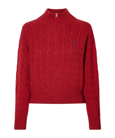Polo Ralph Lauren Polo Pony Cable-knit Sweater In Red