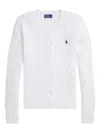 Polo Ralph Lauren Cable-knit Cotton Crewneck Cardigan Clothing In White