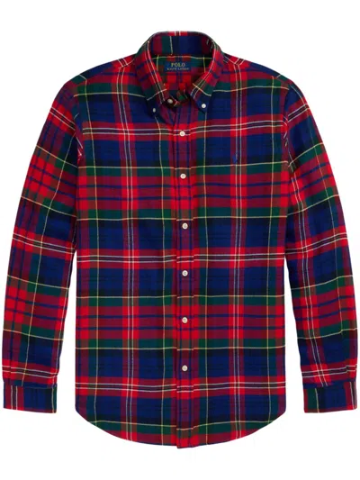 Polo Ralph Lauren Button-down Collar Checked Cotton-flannel Shirt In Red