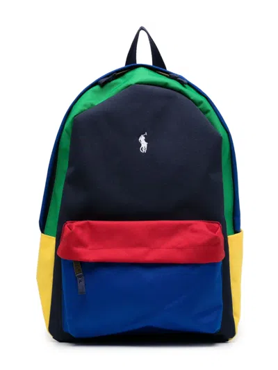 Polo Ralph Lauren Kids' Polo Pony Colour-block Backpack In Blue