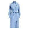 Polo Ralph Lauren Long Sleeves Chemisier Long Dress In Blue