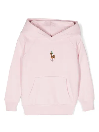 Polo Ralph Lauren Kids' Polo Pony Cotton Hoodie In Pink
