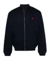 Polo Ralph Lauren Logo Embroidery Bomber Jacket Puffer Jackets Blue In Black