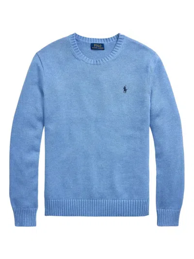 Polo Ralph Lauren Polo Pony Cotton Knit Pullover In Blue
