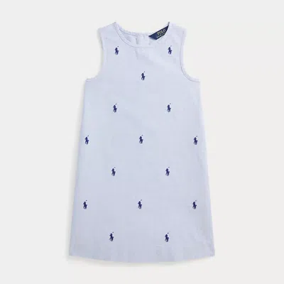Polo Ralph Lauren Kids' Polo Pony Cotton Oxford Dress In Blue