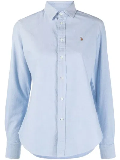 Polo Ralph Lauren Light Blue Shirt With Classic Collar And Pony Embroidery On The Front